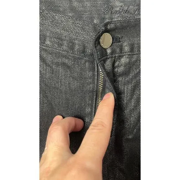 RALPH LAUREN BLACK LABEL GUNMETAL WAX WIDE LEG JEANS - Picture 5 of 12